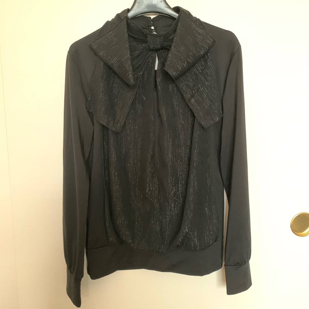 Black Bow Long Sleeve Top